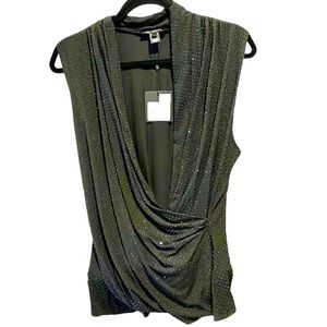St. John Shimmer Black Sleeveless Top Size L